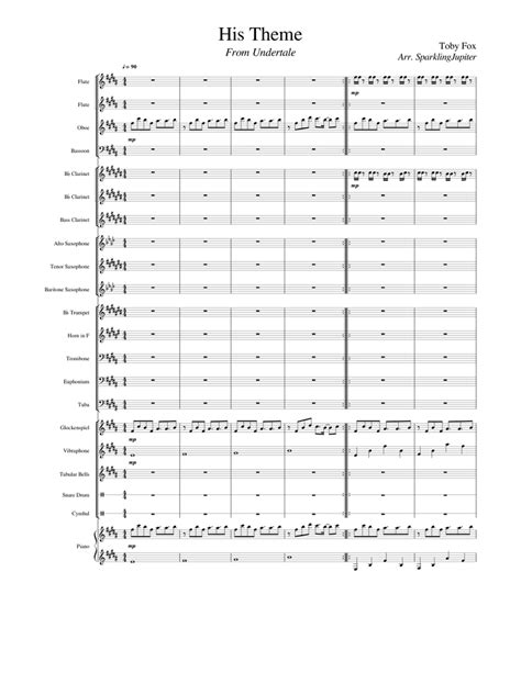 His Theme - Undertale (Concert Band) Sheet music for Flute, Clarinet ...