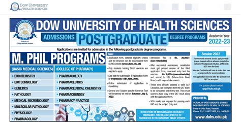 Dow University Of Health Sciences Admission 2024 - MBBS.Com.Pk