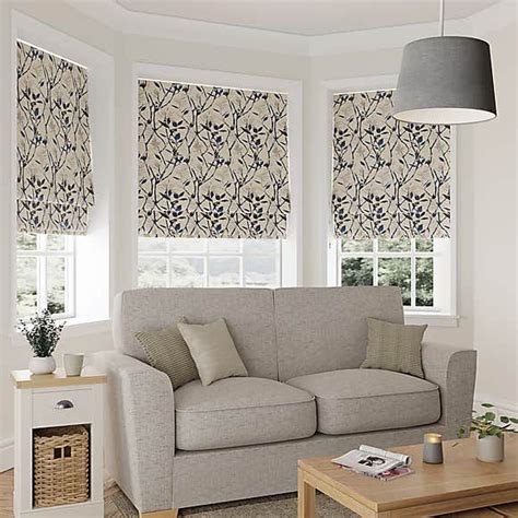 Zen Blue Roman Blind | Dunelm | Roman blinds living room, Living room ...