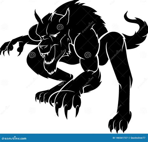 A Frightening Werewolf Vector Silhouette | CartoonDealer.com #32916441