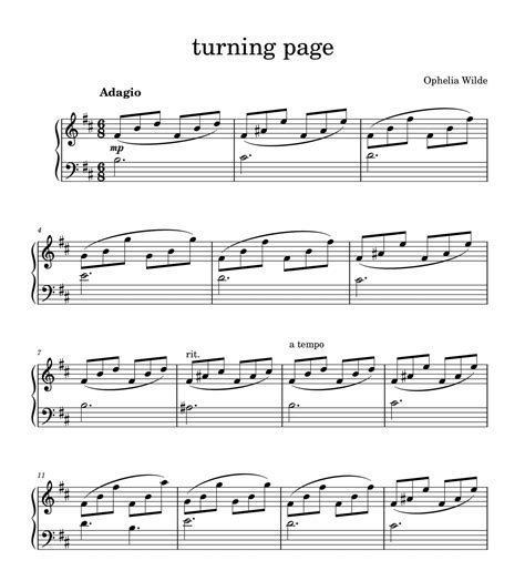 turning page - Piano Sheet Music – Ophelia Wilde