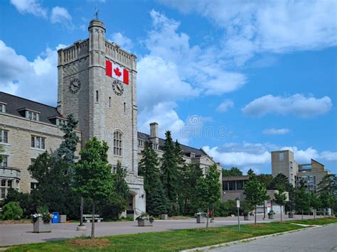 University Building with Canadian Flag Stock Image - Image of building ...