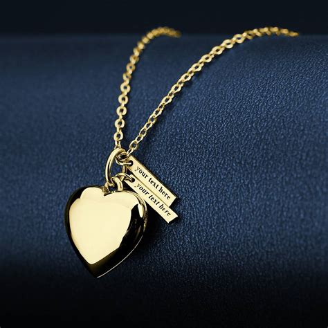 Personalized Heart Photo Locket Necklace With Engraving Name 14k Gold ...