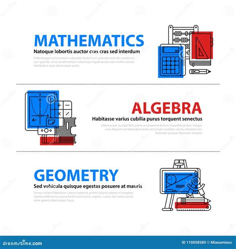 Set of Three Web Banners about Education and College Subjects in Flat ...