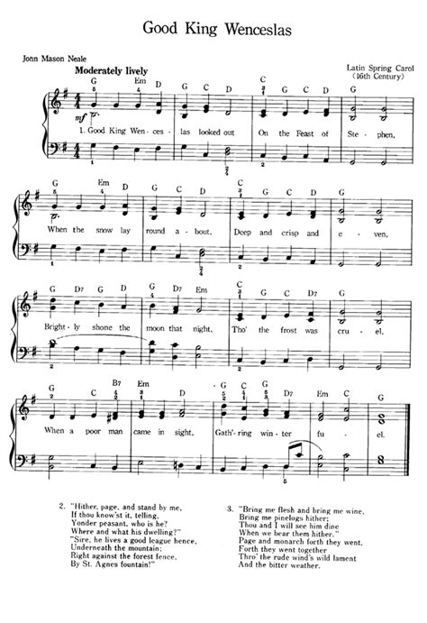 GOOD KING WENCESLAS Easy Piano Sheet music | Easy Sheet Music