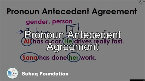 Pronoun Antecedent Agreement, English Lecture | Sabaq.pk - YouTube