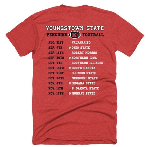 YSU Football 2023 Schedule T Shirt - Breakingo