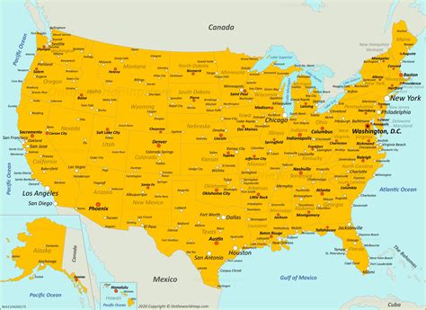 Map of U.S. with Cities - Ontheworldmap.com