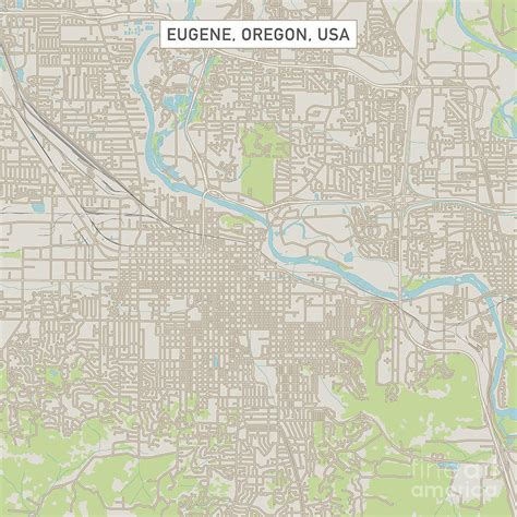 Eugene Oregon US City Street Map Digital Art by Frank Ramspott - Pixels