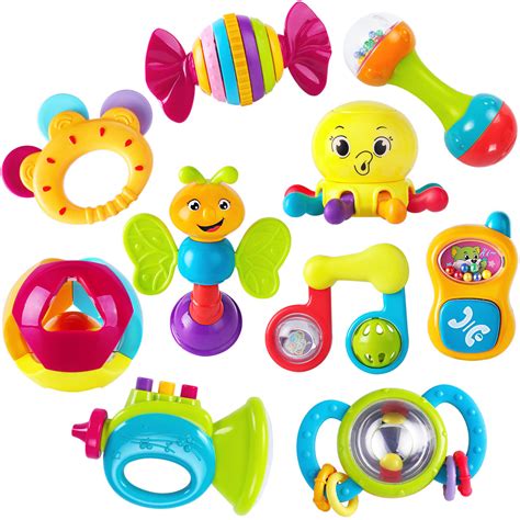 iPlay, iLearn 10pcs Baby Rattle Infant Toys Infant Shaker Newborn Gifts ...