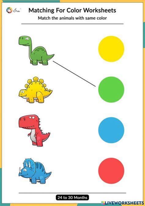 dinosaur match colour worksheet | Fun worksheets for kids, Color ...