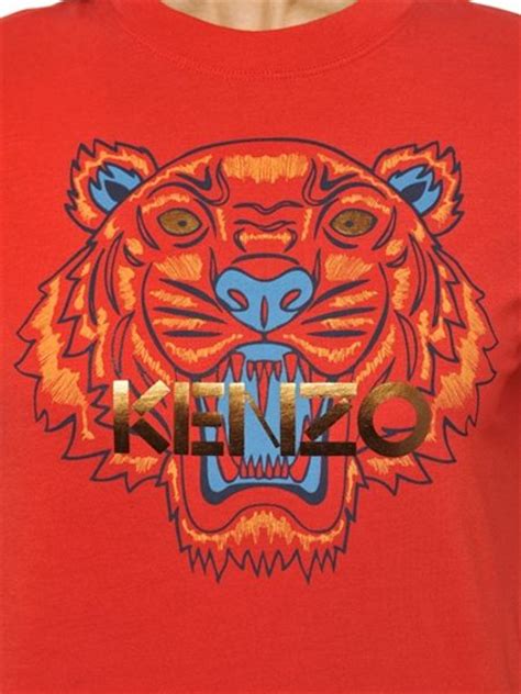 Kenzo Tiger Logo Cotton Jersey Tshirt in Red | Lyst