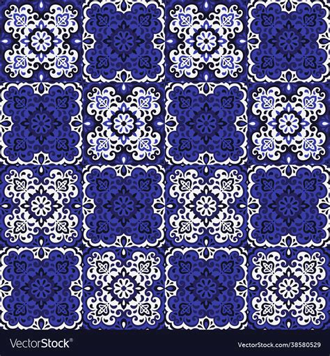 Azulejos tile seamless pattern Royalty Free Vector Image