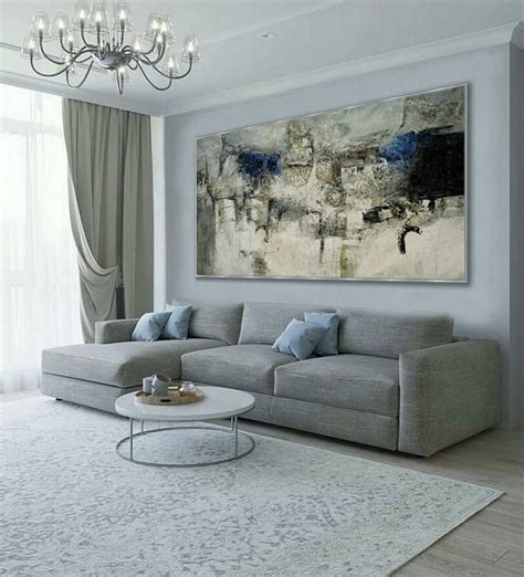 Extra Large Panoramic Modern Abstract Wall Art Hand Painted Black And ...