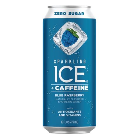 Sparkling Ice + Caffeine Blue Raspberry Sparkling Water | 16 Oz ...