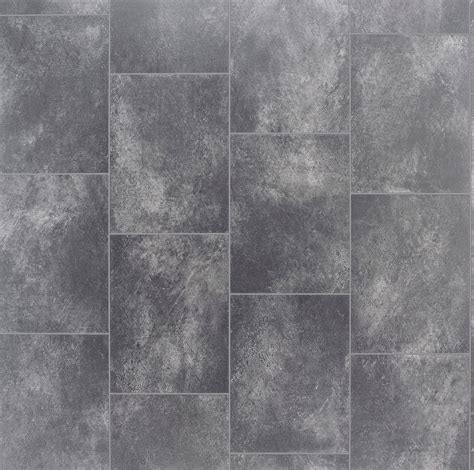 Grey Slate tile effect Vinyl flooring 4 m² | Departments | TradePoint