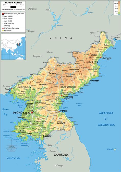 North Korea Map (Physical) - Worldometer