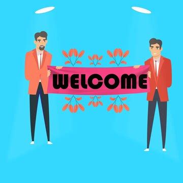 Premium Vector | Colorful welcome word and cartoon people characters