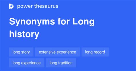 Long History synonyms - 87 Words and Phrases for Long History