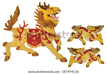 Chinese Unicorn Stock Vector 587494136 - Shutterstock