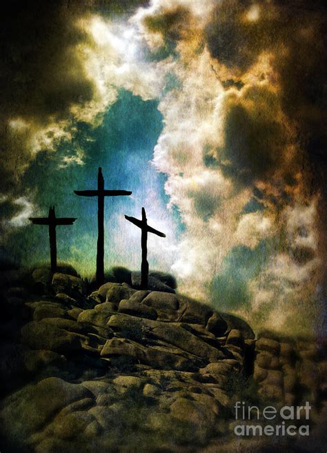 Three Crosses on a Rocky Hill Photograph by Jill Battaglia - Pixels