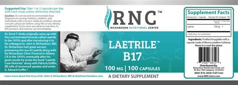 Laetrile 100mg (Vitamin B17 or Amygdalin) – Richardson Nutritional Center