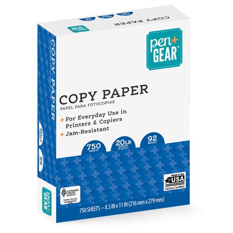 (4 pack) Pen+Gear Copy Paper, White, 8.5" x 11", 20 lb., 92 Bright, 750 ...