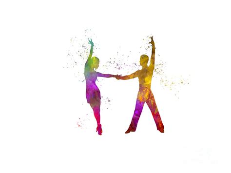 Ballroom dance in watercolor, dancing couple Digital Art by Michael Romero