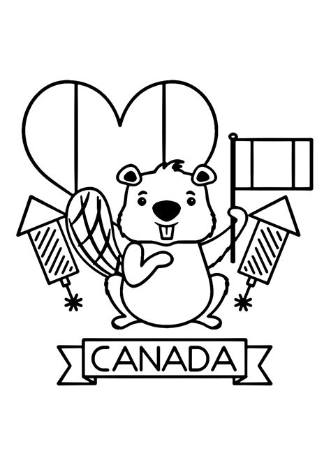 Canada Day with Beaver Coloring Page - Free Printable Coloring Pages