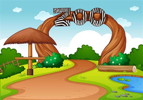 Empty zoo in nature scene 1778182 Vector Art at Vecteezy