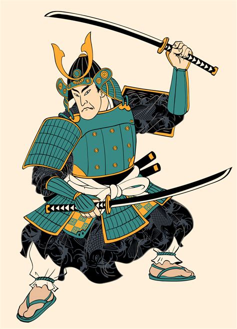 mano dibujado de samurai en antiguo japonés pintura estilo ilustración ...