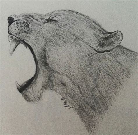 Roaring Lioness, Drawing by Avkn | Artmajeur