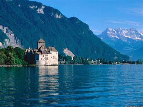 Desktop Wallpapers » Natural Backgrounds » Chateau De Chillon, Lake ...