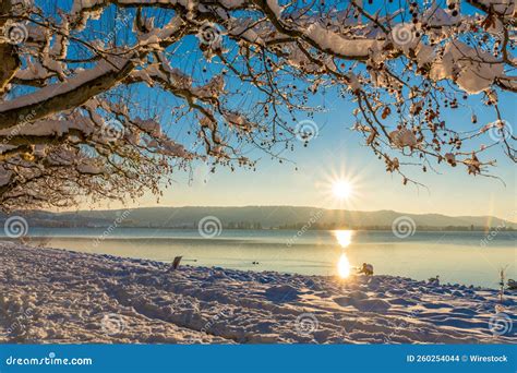 Winter Vacation on Lake Constance with Sunshine and Blue Sky Stock ...