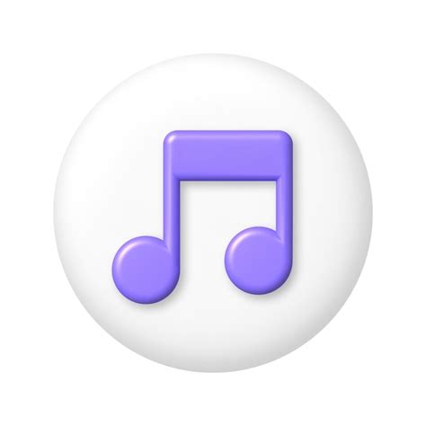 Premium Vector | Purple music note icon on white button 3d cartoon ...