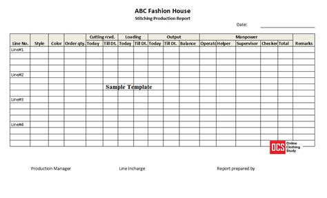 Production Report Template Excel