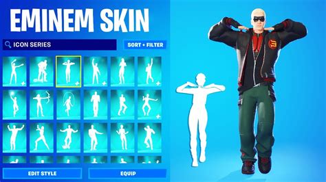 Fortnite EMINEM Skin Showcase with All Icon Series Dances & Emotes ...