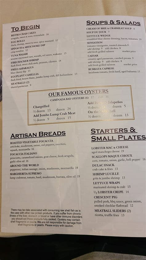 Menu at French Market Bistro pub & bar, Baton Rouge, Highland Rd