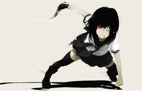 Download Bad Girl Anime Red Eye Winking Wallpaper | Wallpapers.com