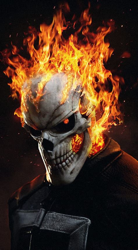 Ghost Rider Ke, Fire Effect, stunt motorcyclist, fire skull, HD phone ...