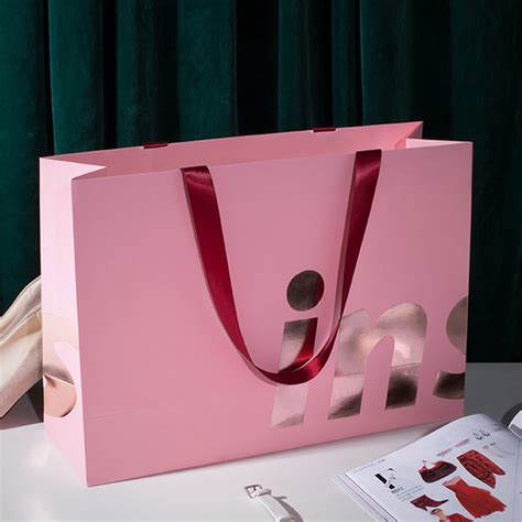 Custom Printing Branded Logo Retail Paper Shopping Bags With Ribbon Handles