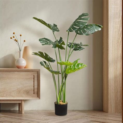 FOREVER LEAF 48 in. Artificial Monstera Artificial Plant for Home Decor ...