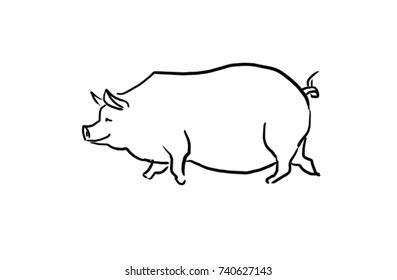 Pig Side View Black White Vector Stock Vector (Royalty Free) 740627143 ...