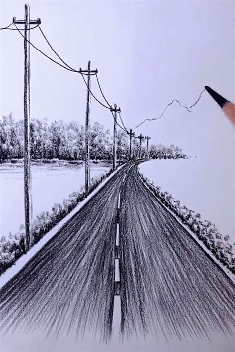 Amazing!!😍road scene easy drawing [Video] | Lukisan arsitektur ...