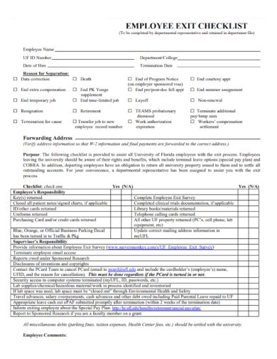 Employee Exit Checklist Template