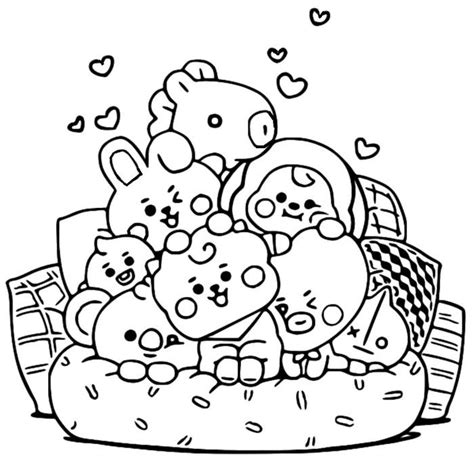 Coloring page BT21 : On the couch 7 | Cute coloring pages, Coloring ...