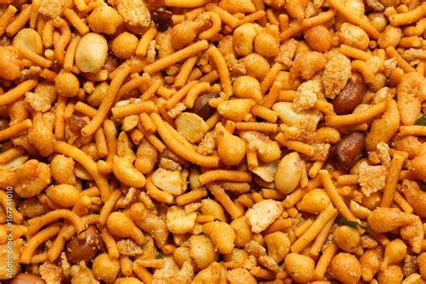 Mixture / Indian spicy snack mix background Stock Photo | Adobe Stock