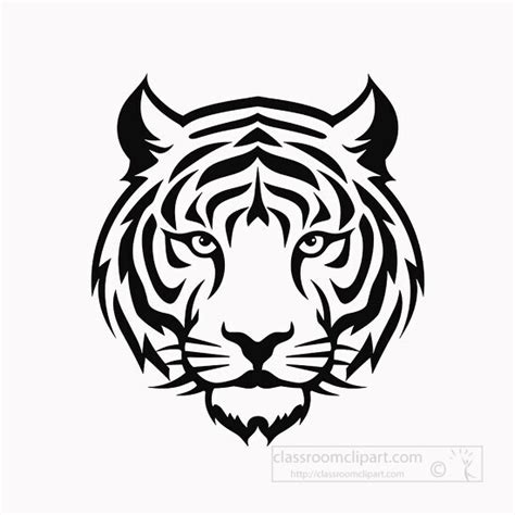 Animal Outline Clipart-tiger face black outline clip art