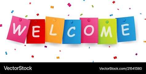 Welcome sign with confetti Royalty Free Vector Image