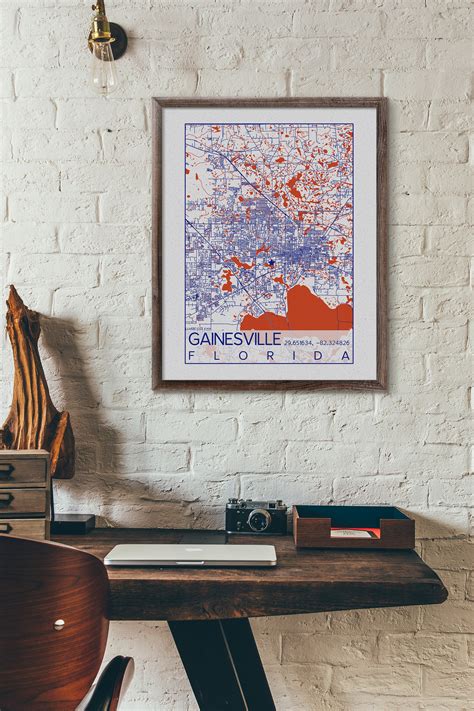 Gainesville Map University of Florida Print City of - Etsy